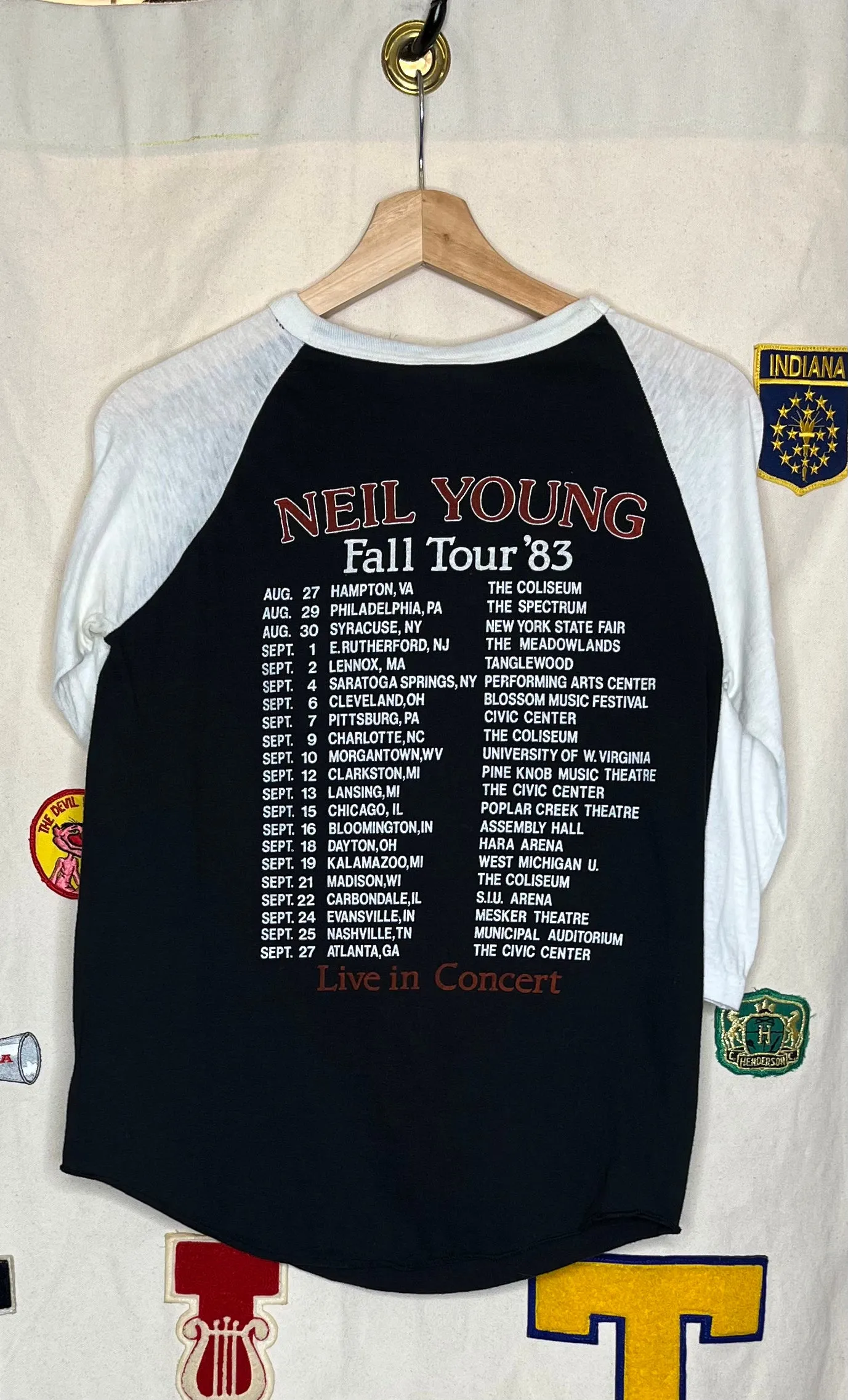 1983 Neil Young Solo Tour Raglan T-Shirt: M