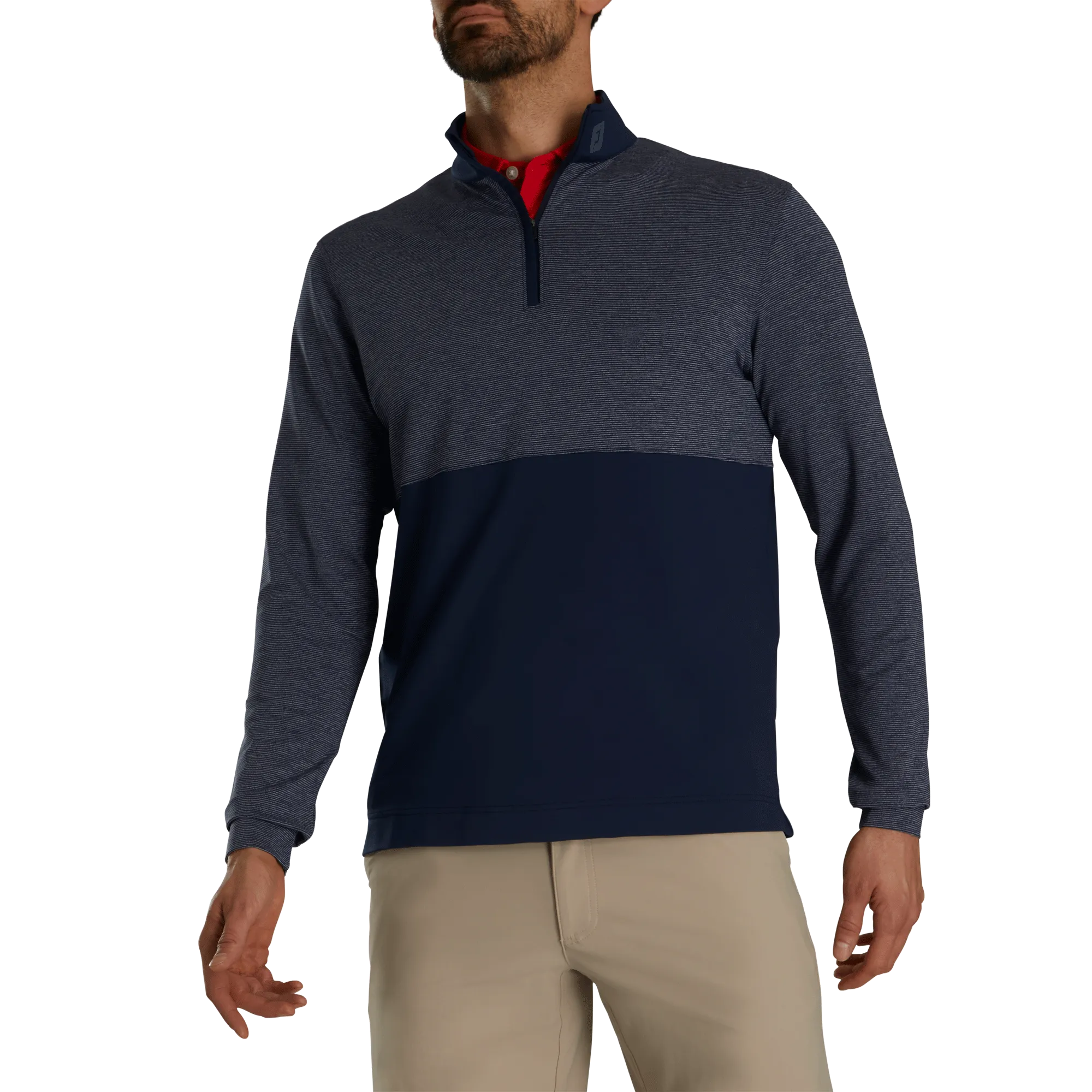2024 FootJoy Men's Space Dry Stripe Blocked Quarter Zip Pullover - Navy