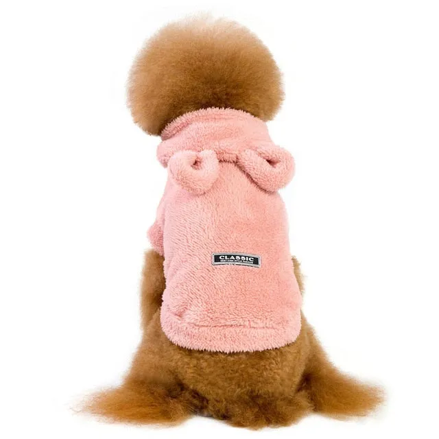 3 Colors Soft Fleece Dog  Winter Cartoon Bear with Ears Cute Jacket