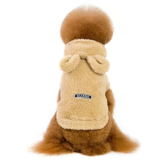 3 Colors Soft Fleece Dog  Winter Cartoon Bear with Ears Cute Jacket