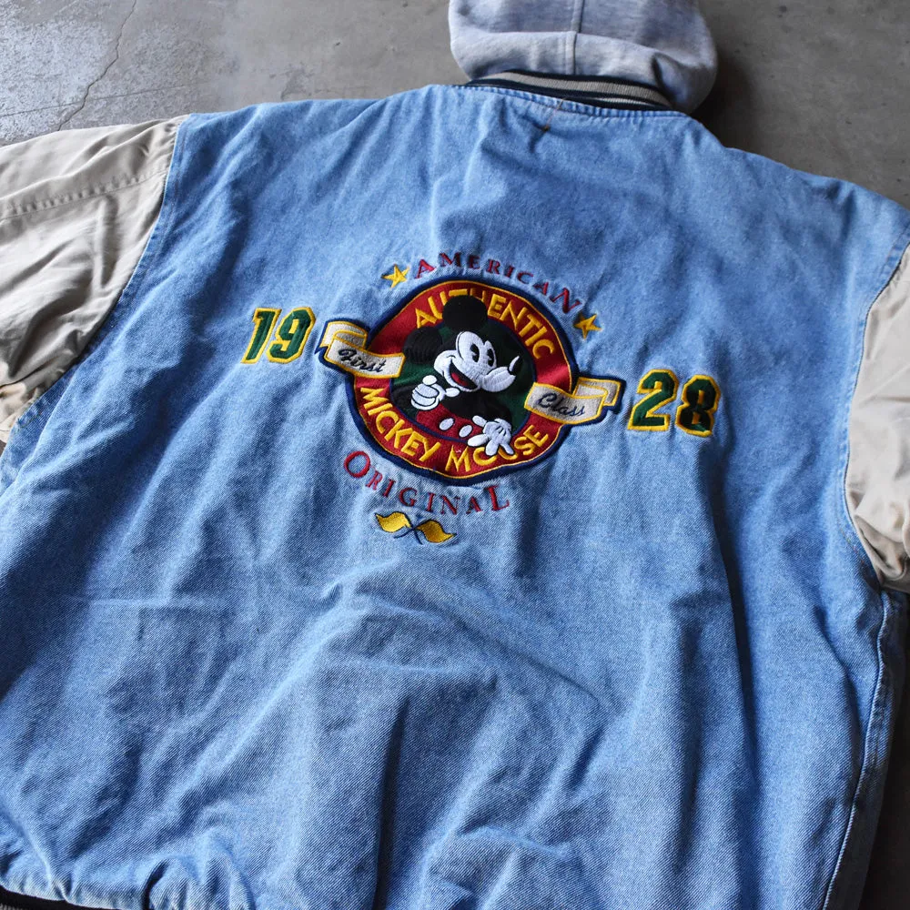 90's Disney ”MICKEY MOUSE” 中綿入り デニム スタジャン 240124