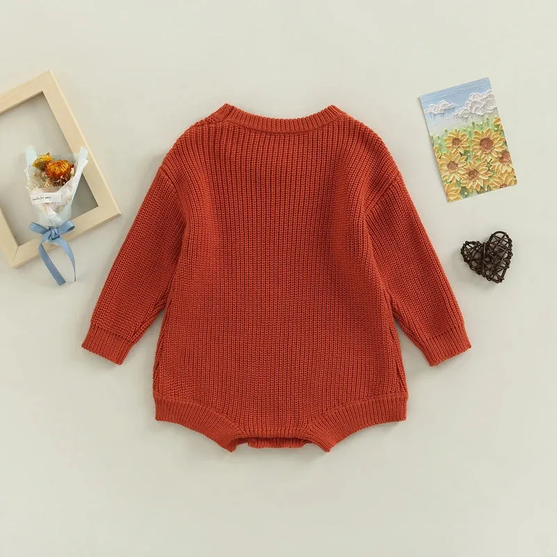 Baby Deluxe Sweater Knit Long Sleeve Romper Onesie Layette