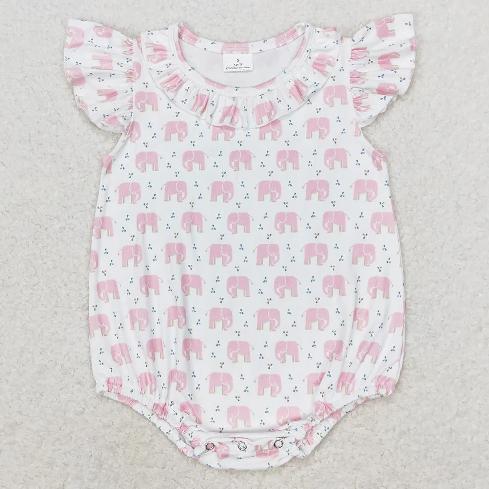 Baby Infant Girls Romper Boutique Kids Sibling Rompers Elephant Flutter Sleeve Boys Rompers SR1825