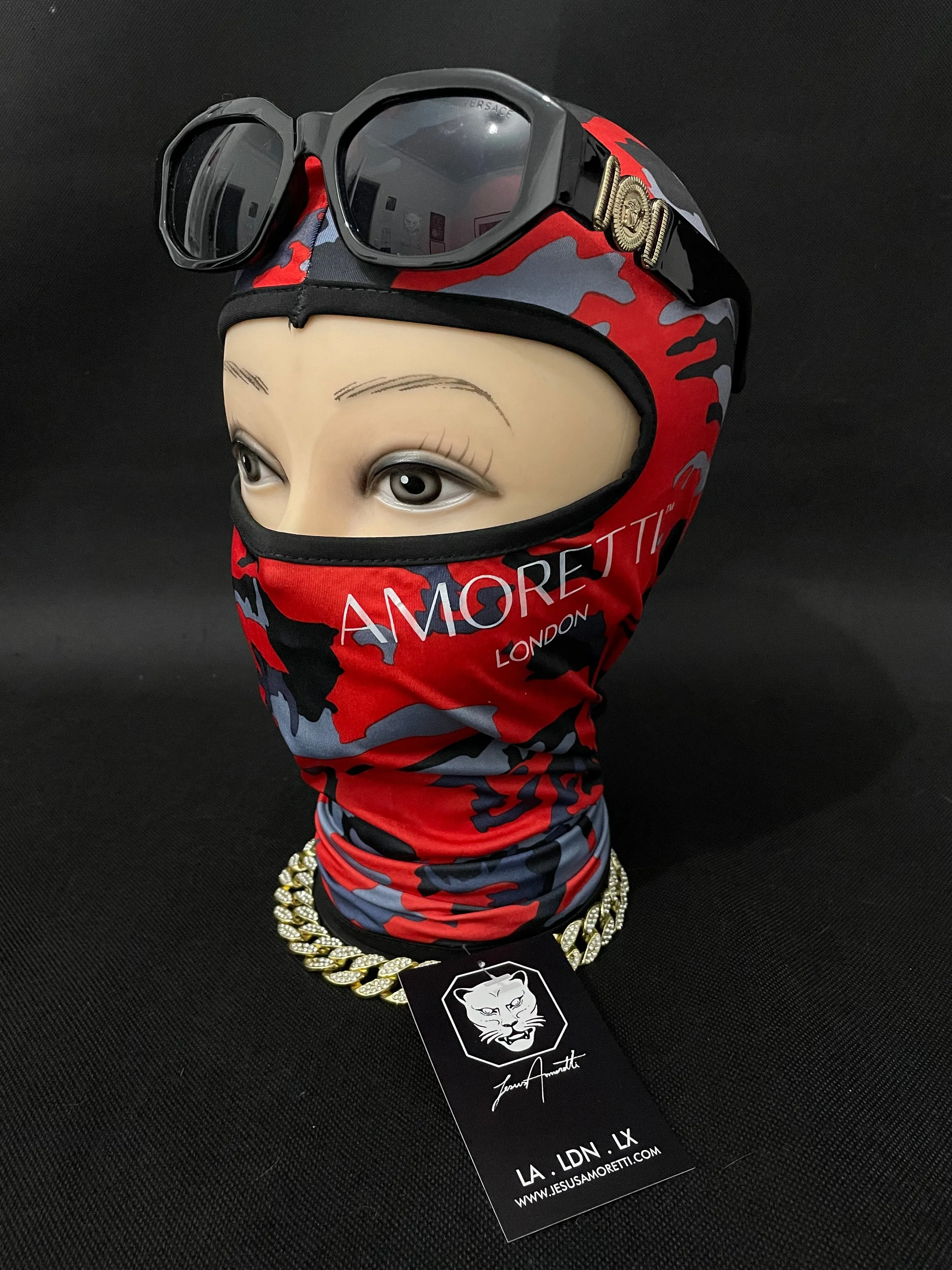 Balaclava Amoretti London Vermelha Camuflada