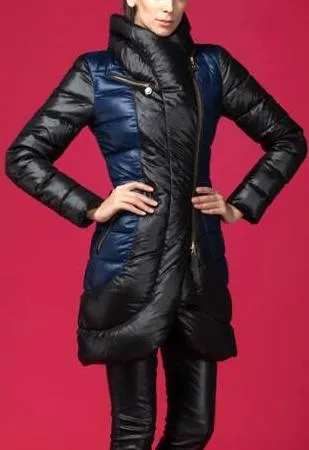 Bicolor Side-Zip Puffer Coat