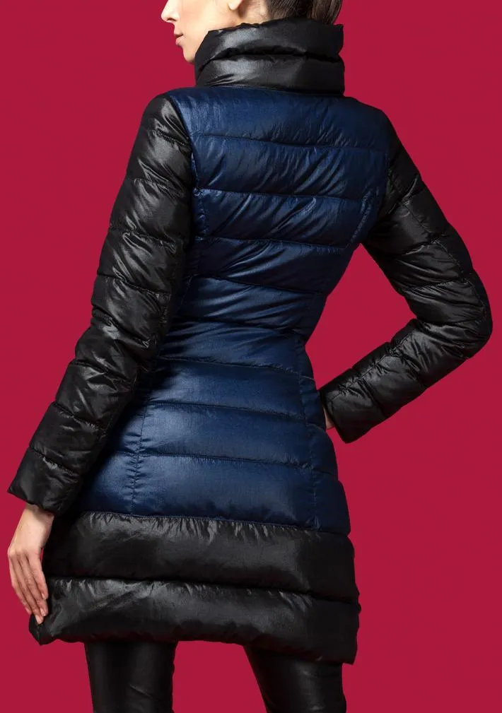 Bicolor Side-Zip Puffer Coat