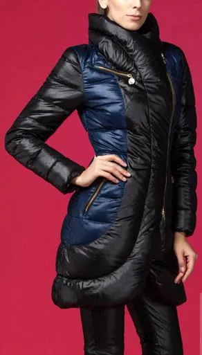 Bicolor Side-Zip Puffer Coat