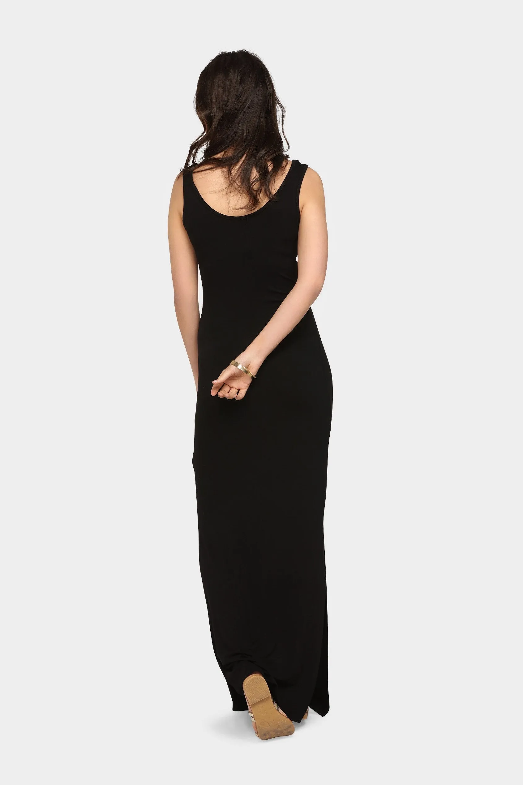 Black Two Slit Maxi Dress