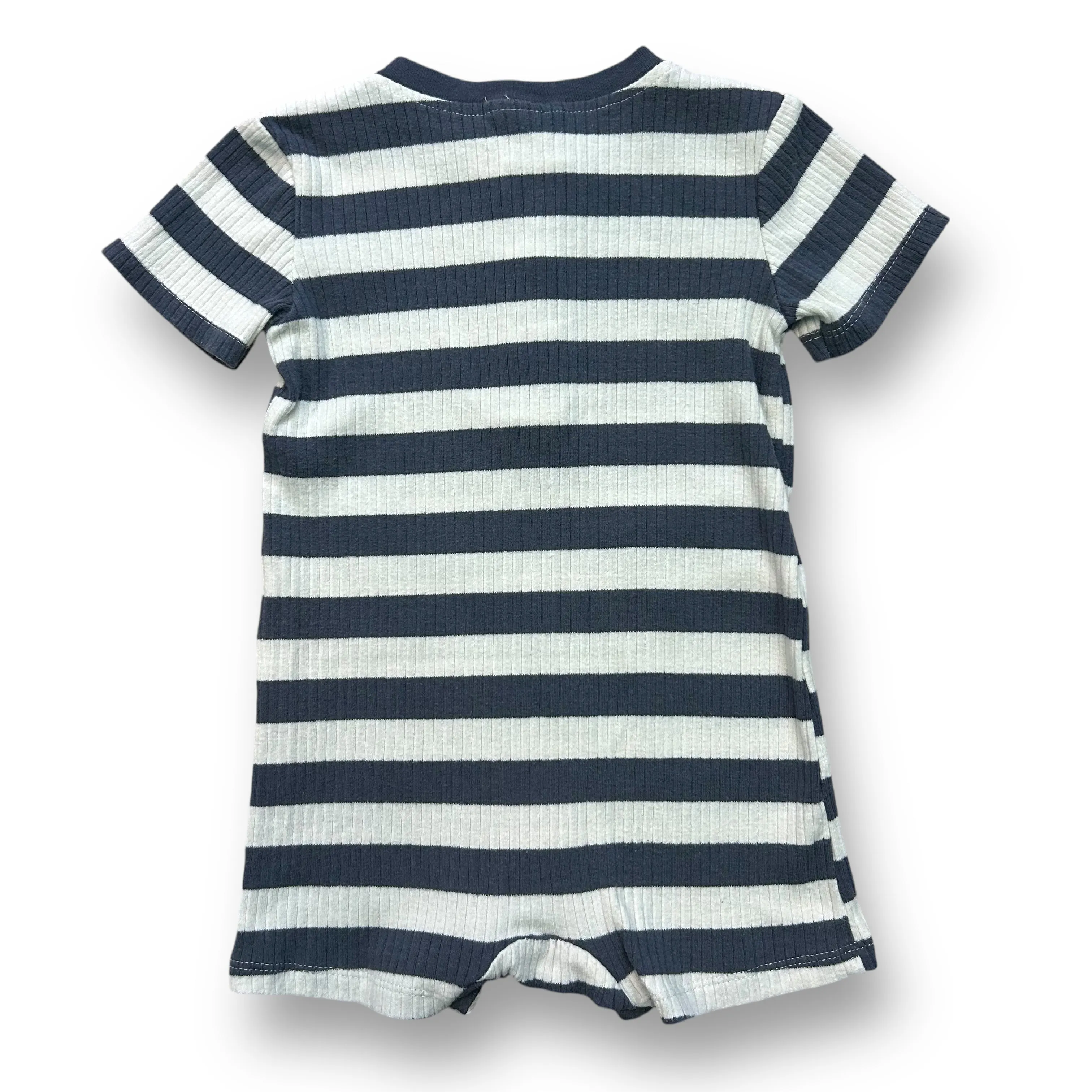 Boys Chick Pea Size 12 Months Country Blue Soft Ribbed Snap Romper