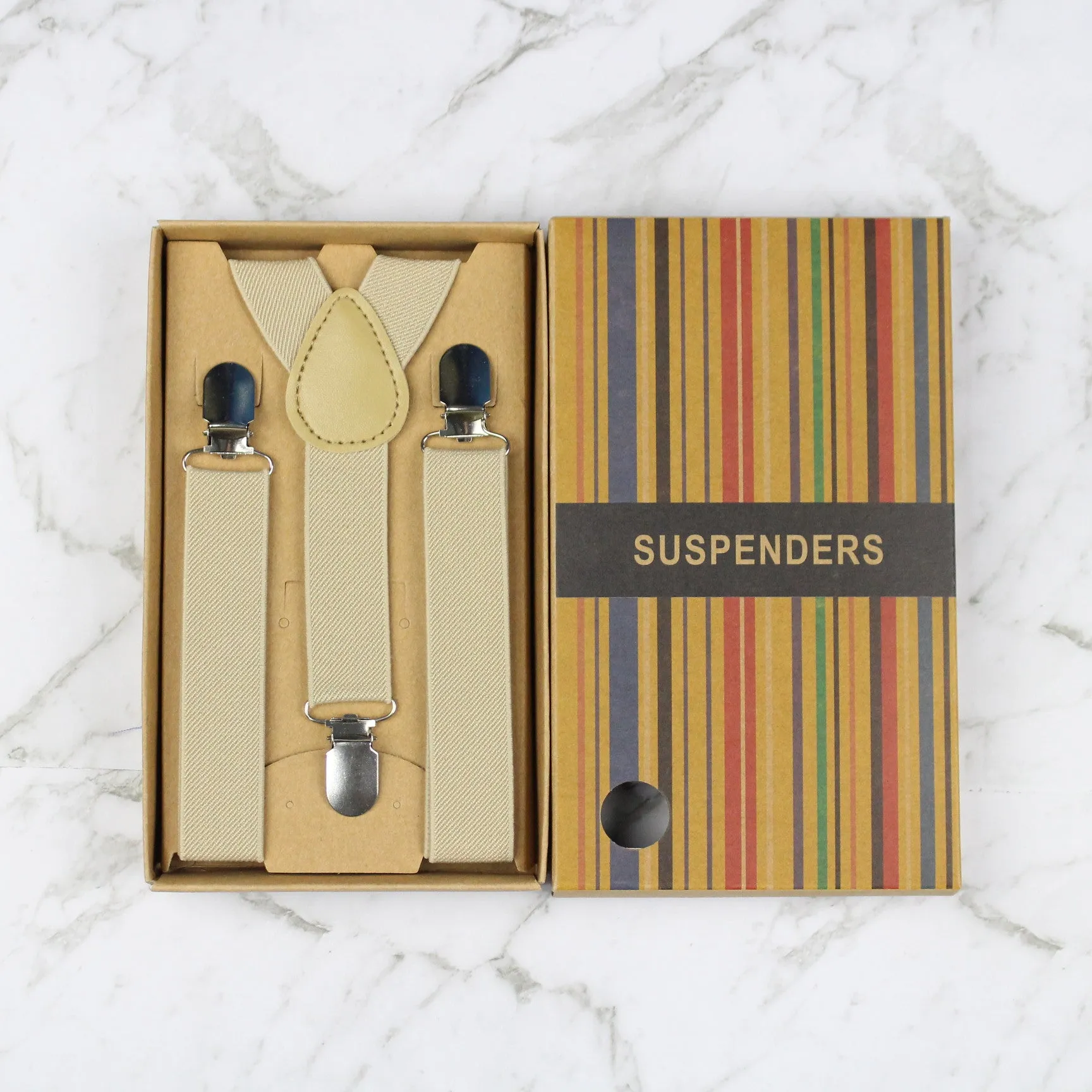 Boys Suspenders/Bracers - Beige