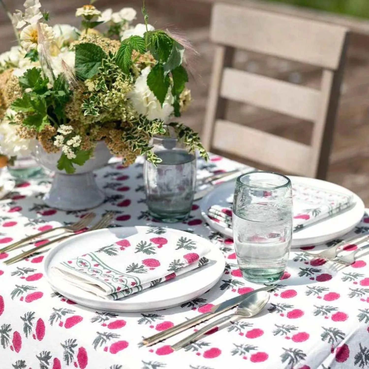Cotton Table Cloth | Elegant Decor For Dining | Red White Grey | 4, 6, 8 Seater