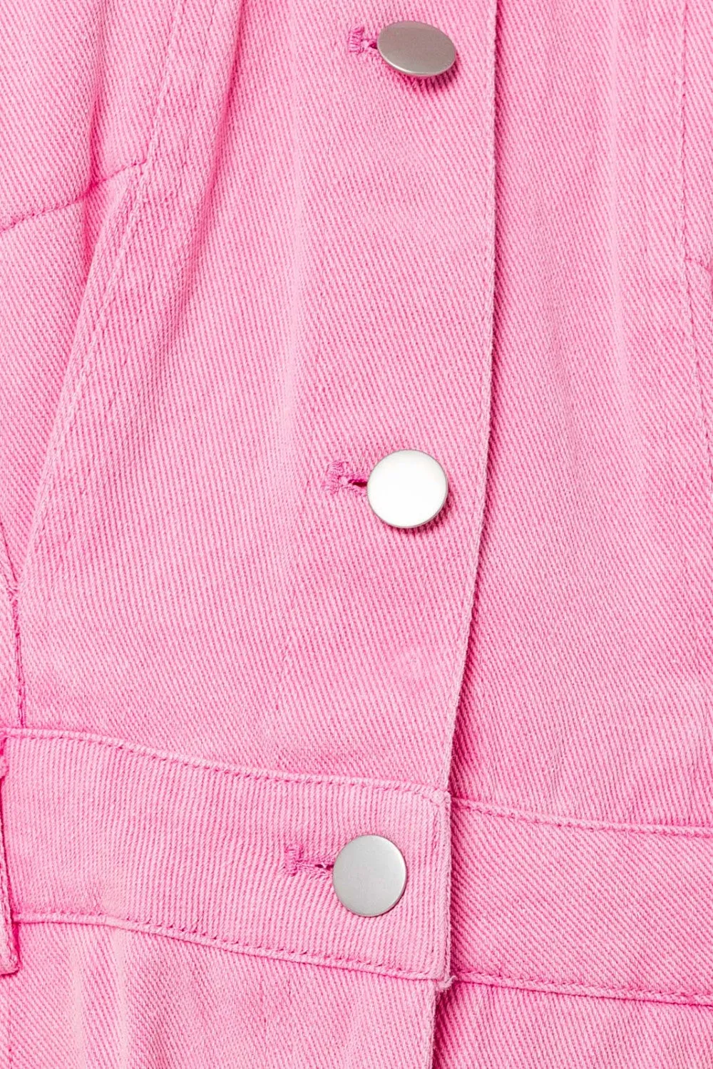 Denim Doll Romper- Baby Pink