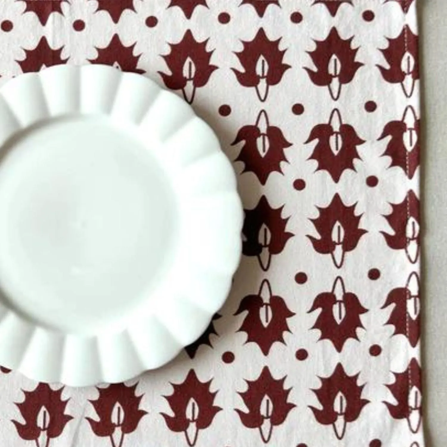 Dining Table Runner | Burgundy And White | Ethnic Motif | 14 x 72 Inches