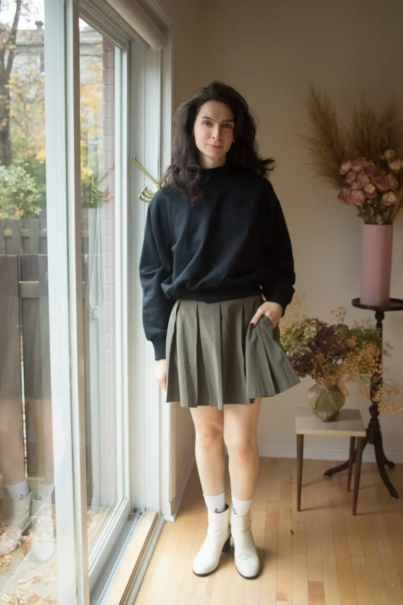 Eliza Faulkner Portia Pleated Mini Skirt (Khaki)