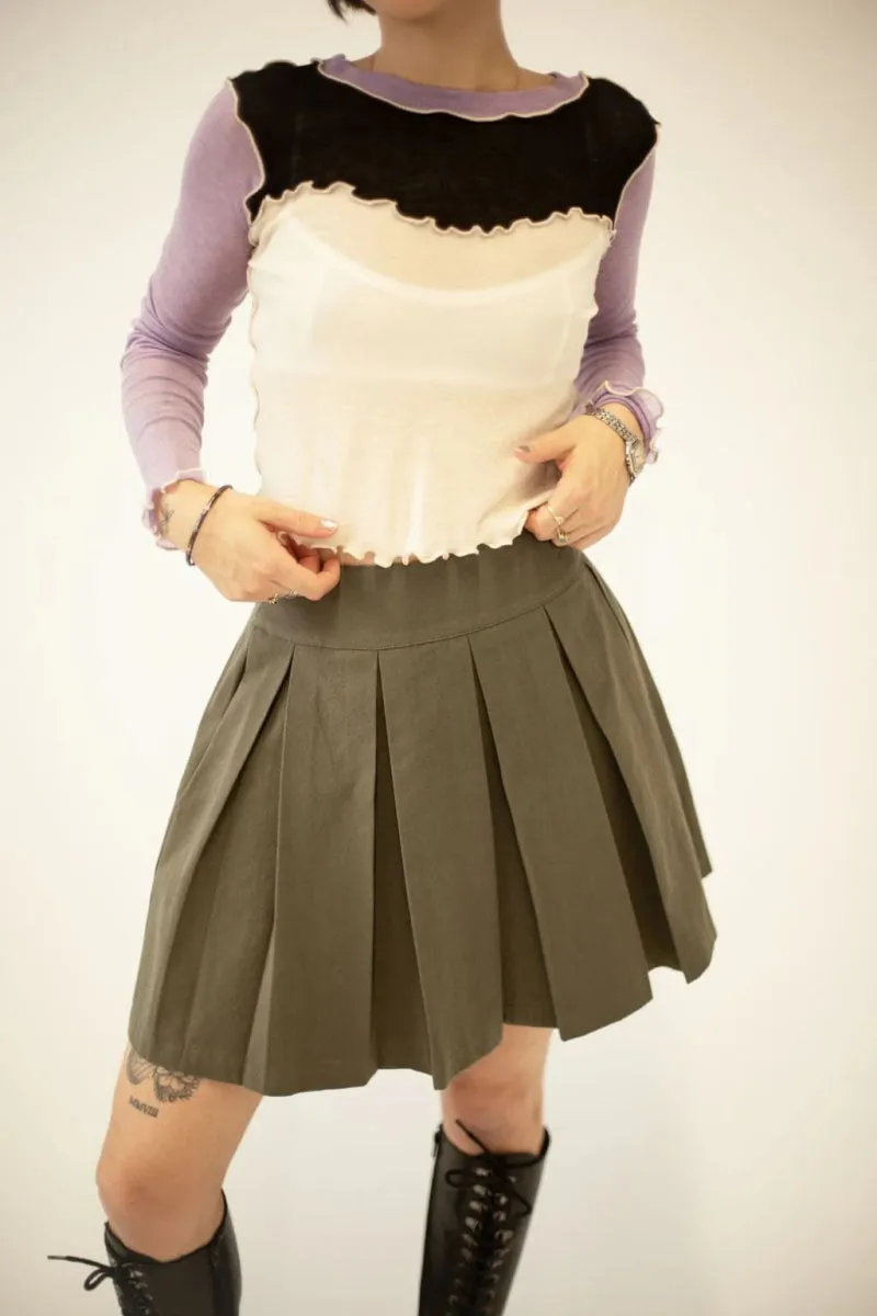 Eliza Faulkner Portia Pleated Mini Skirt (Khaki)