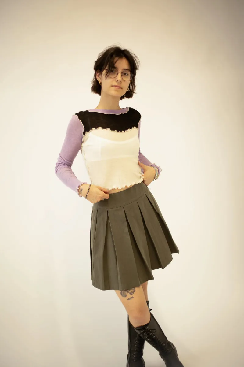 Eliza Faulkner Portia Pleated Mini Skirt (Khaki)