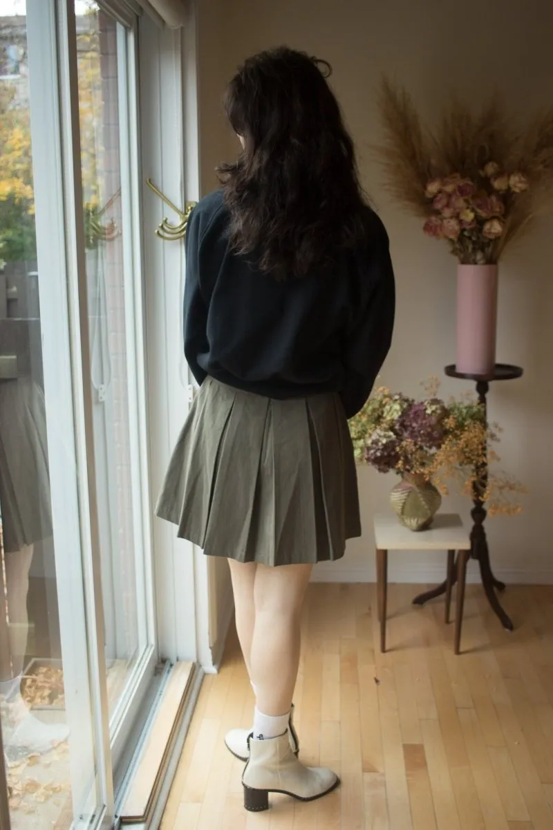 Eliza Faulkner Portia Pleated Mini Skirt (Khaki)