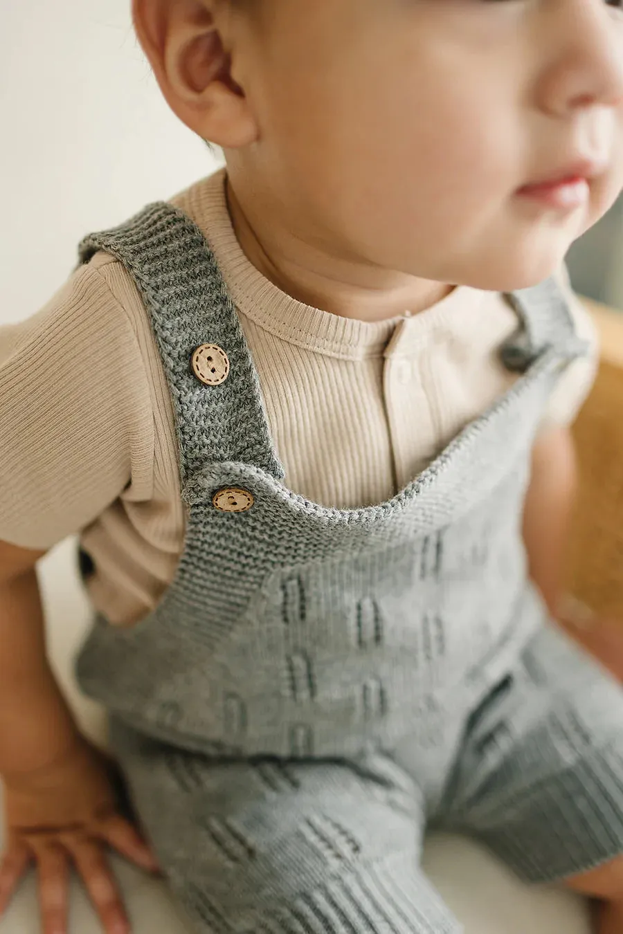 Embellished Short Knit Romper - Grey