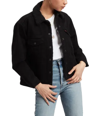 Ex Boyfriend Sherpa Jacket in Yes Black