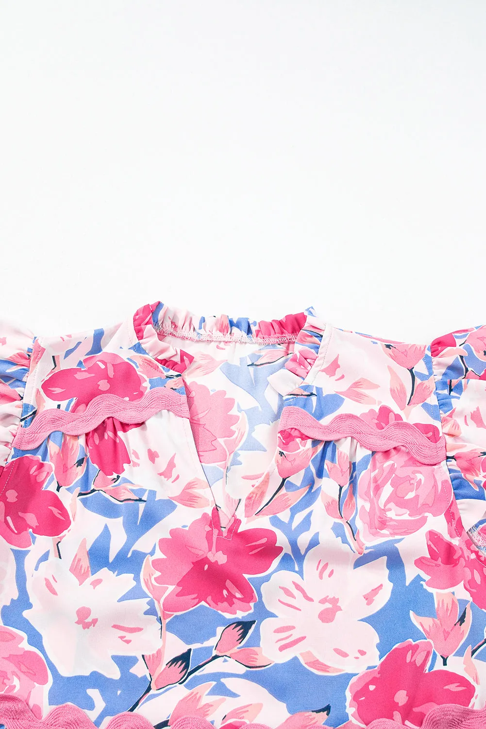 Flutter Sleeve V-Neck Floral Print Mini Dress
