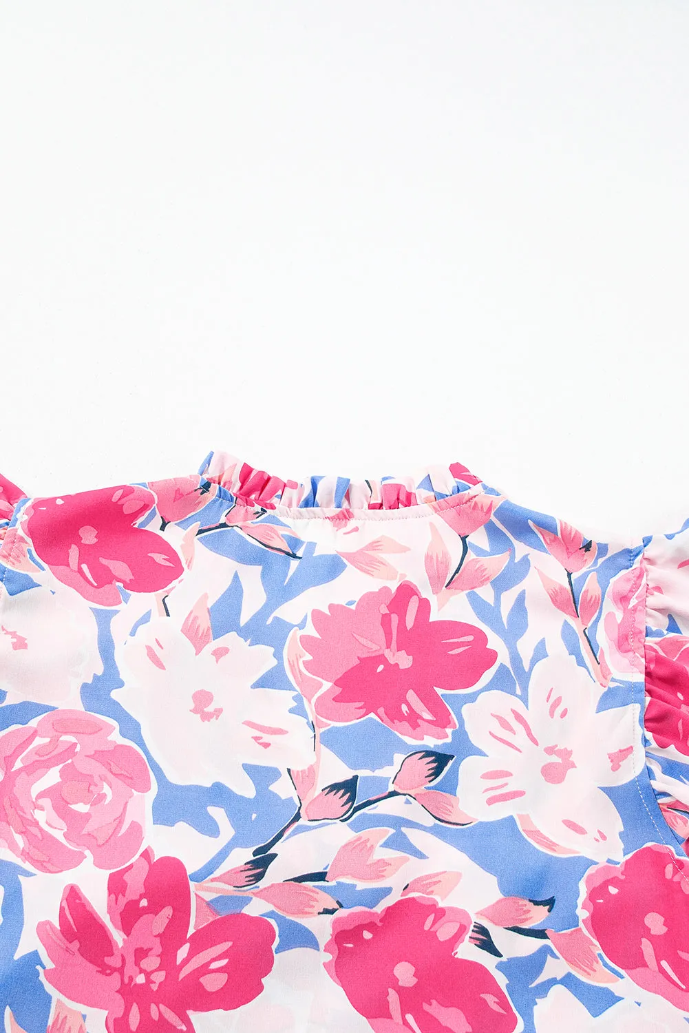 Flutter Sleeve V-Neck Floral Print Mini Dress