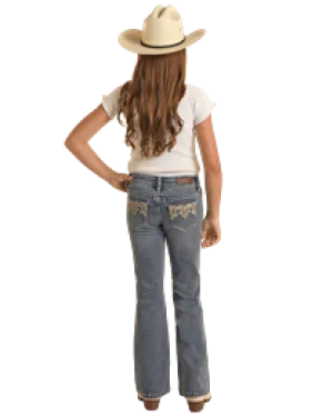 Girl's Leather Embroidered Jeans by Rock & Roll