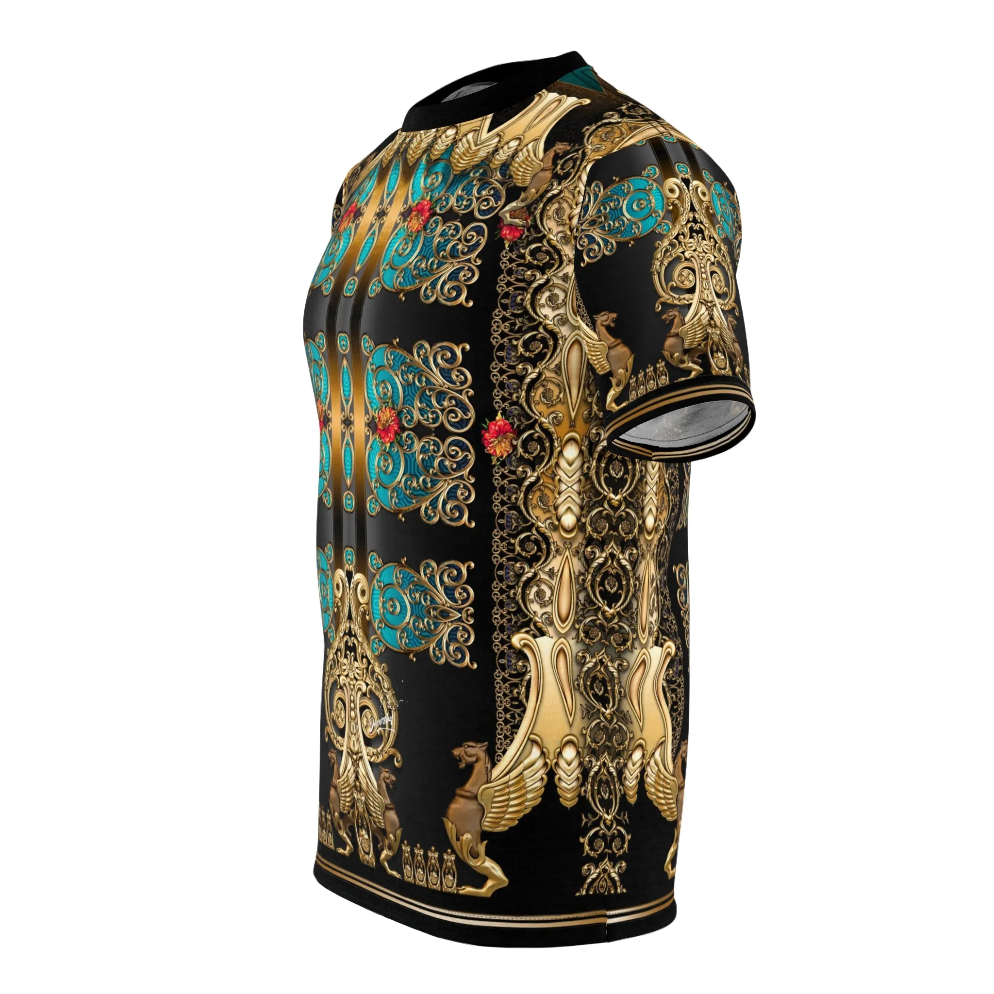 Gold Matador T-Shirt Unisex All Over Print Tee Turquoise Baroque Unisex T-Shirt | 100368