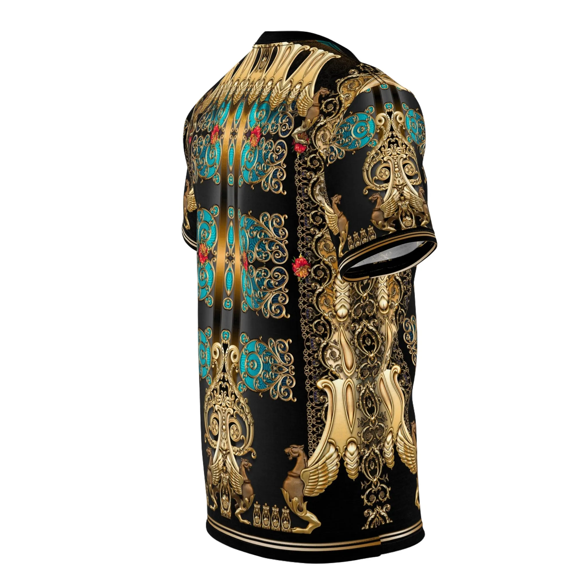 Gold Matador T-Shirt Unisex All Over Print Tee Turquoise Baroque Unisex T-Shirt | 100368