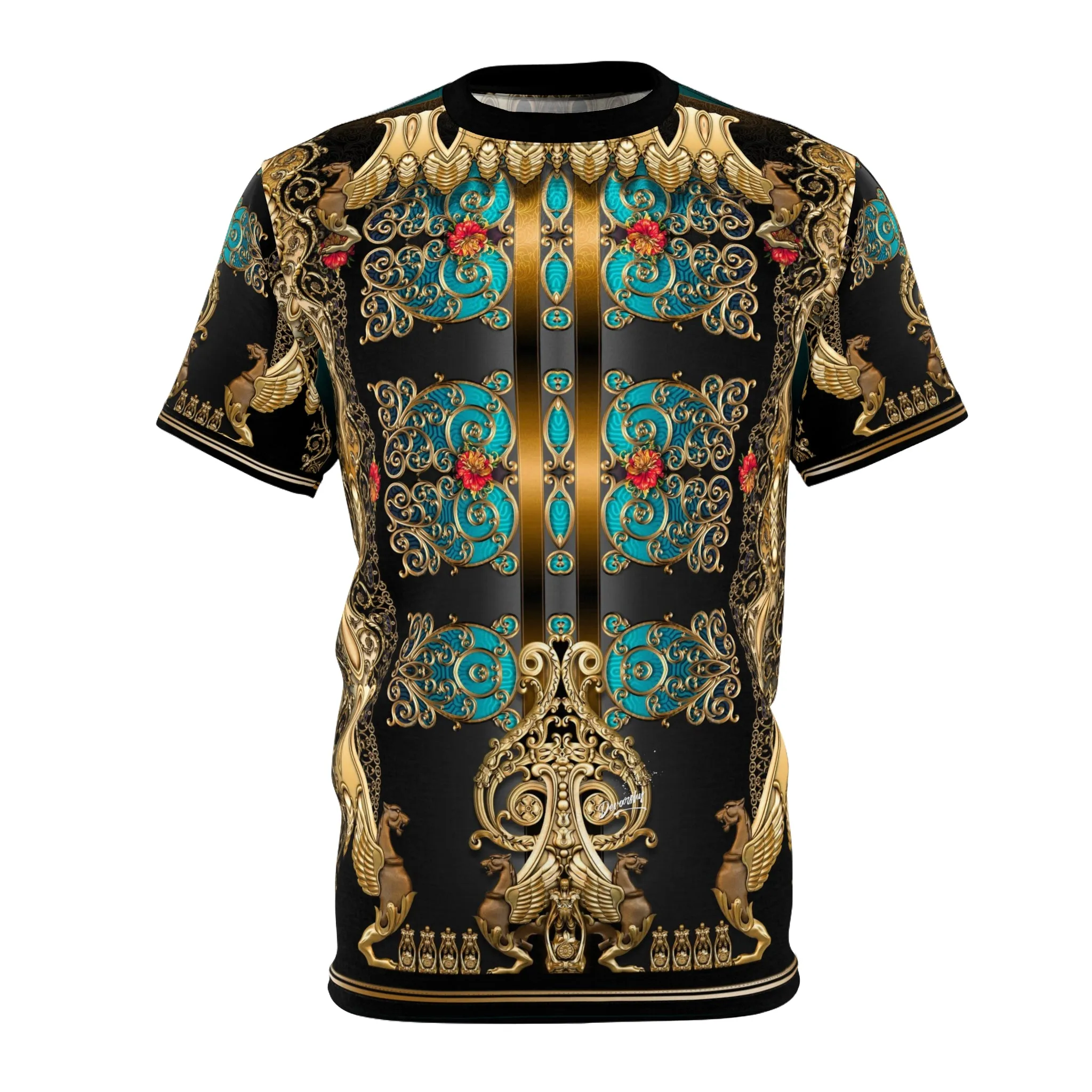Gold Matador T-Shirt Unisex All Over Print Tee Turquoise Baroque Unisex T-Shirt | 100368