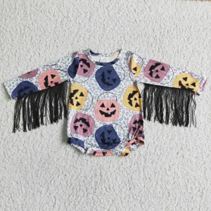 Halloween Pumpkin Tassel long sleeve romper LR0048