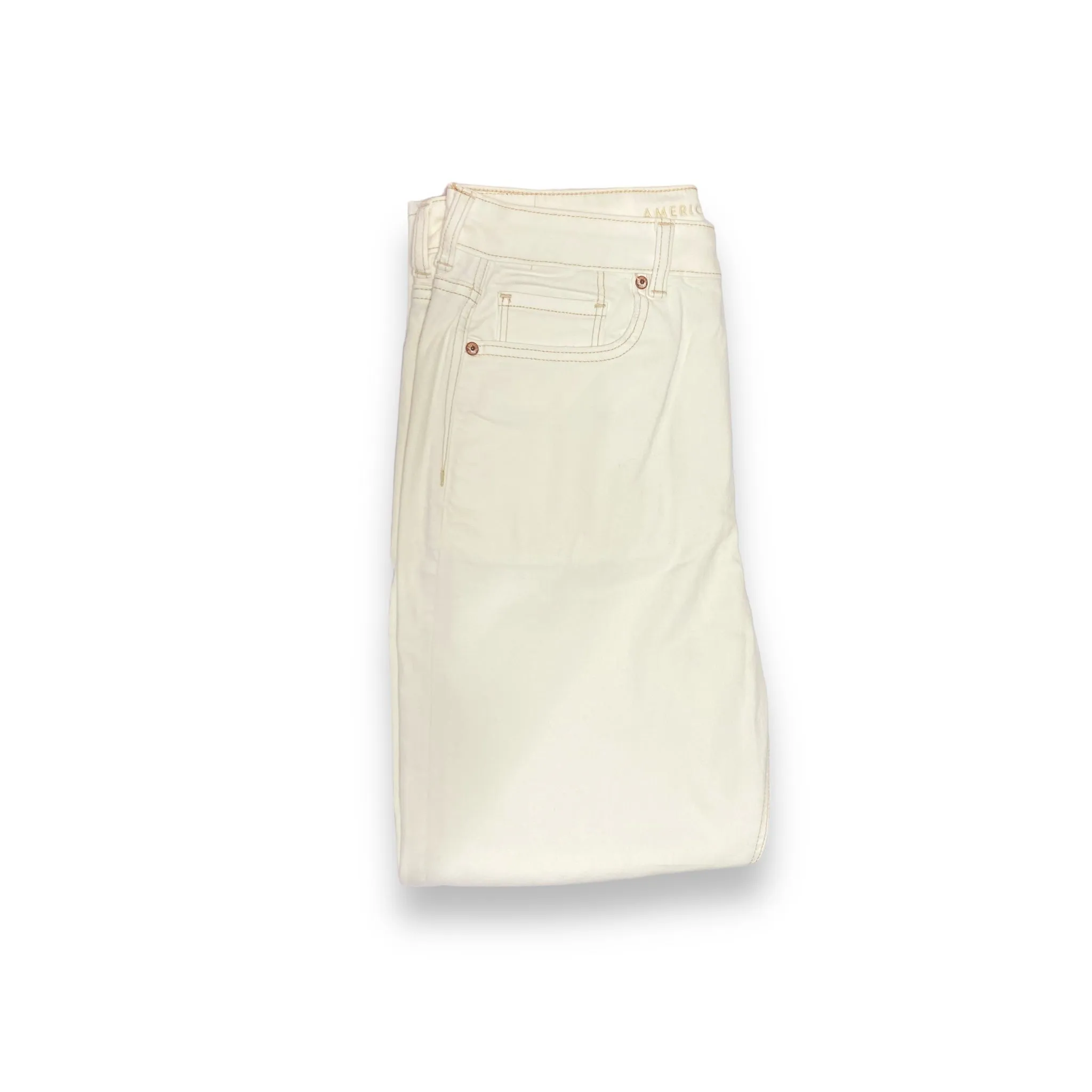 High Rise Ivory Distressed Jeans