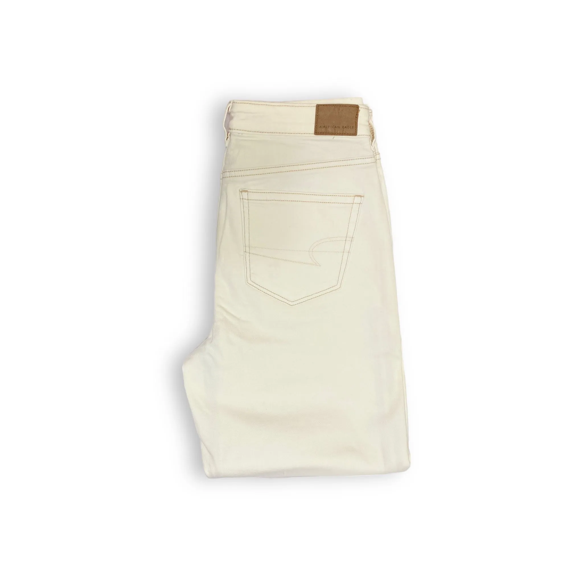 High Rise Ivory Distressed Jeans