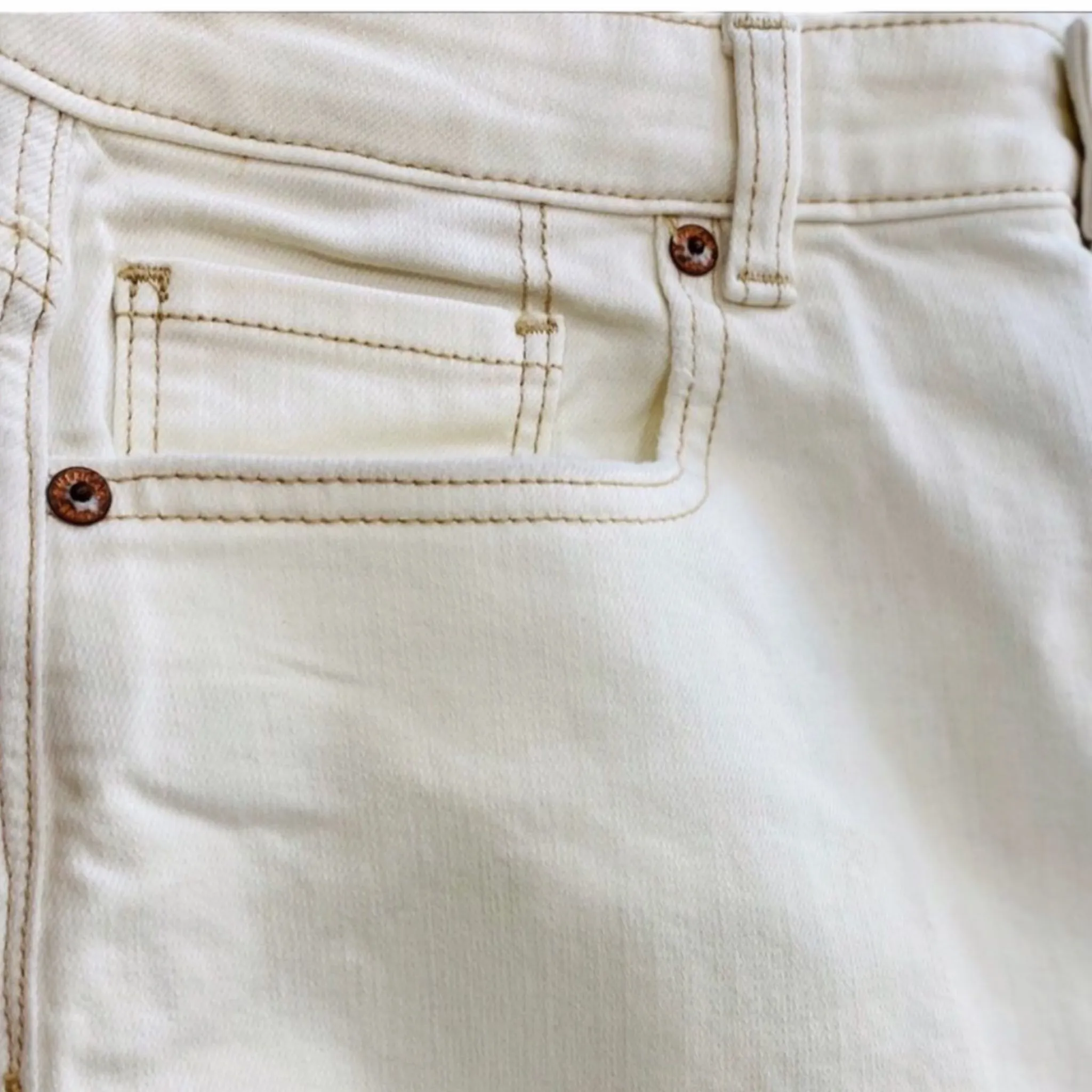 High Rise Ivory Distressed Jeans