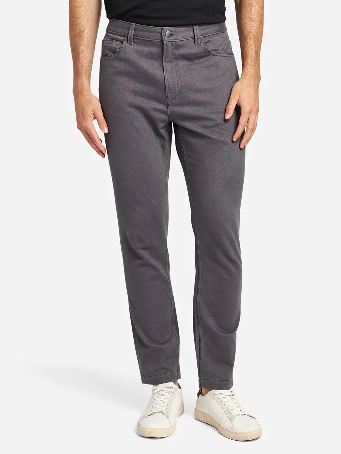 Houstons Peached Sateen 5-Pocket Chino - Forged Iron