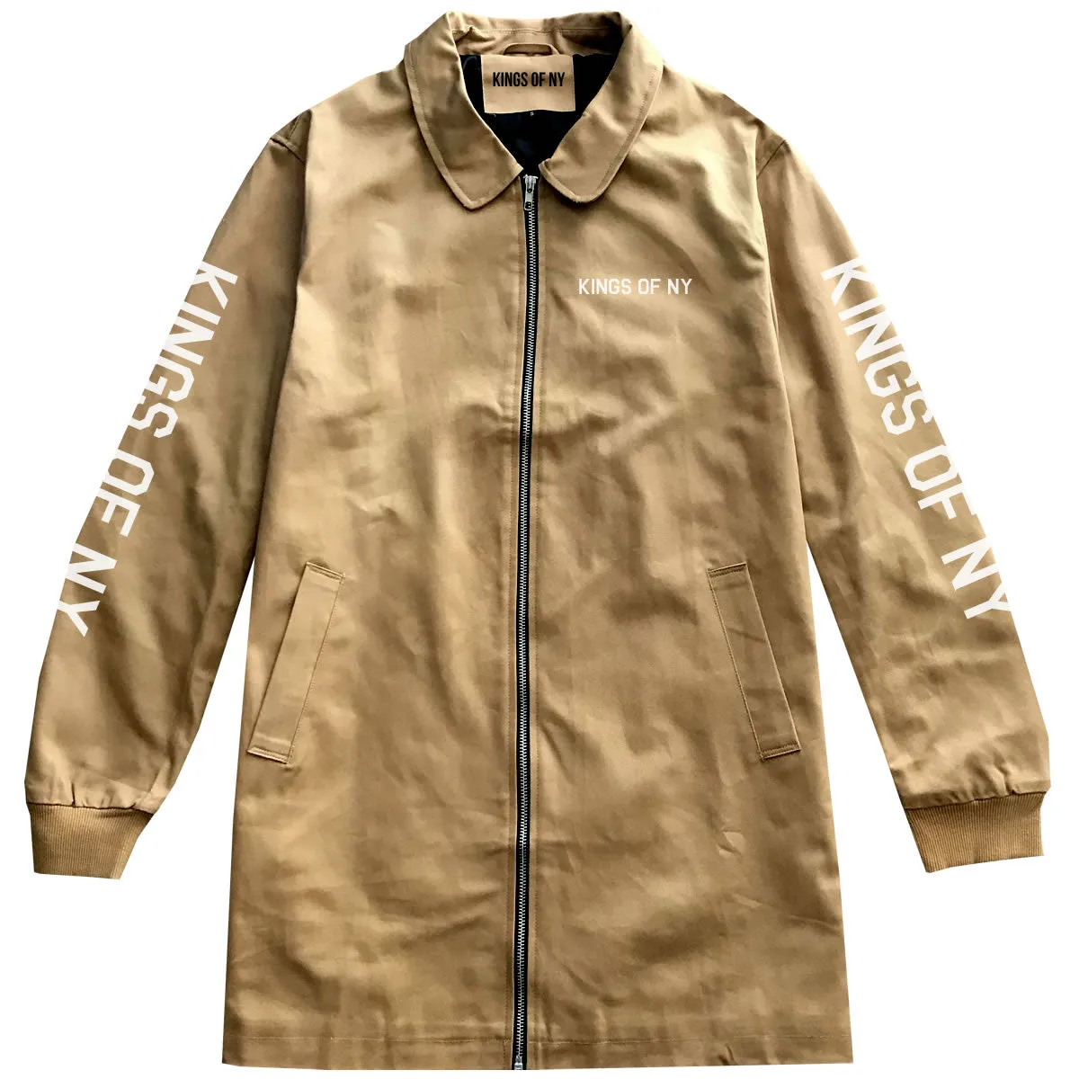Kings Of NY Branded SLEEVES Camel Men's Long Twill Jacket