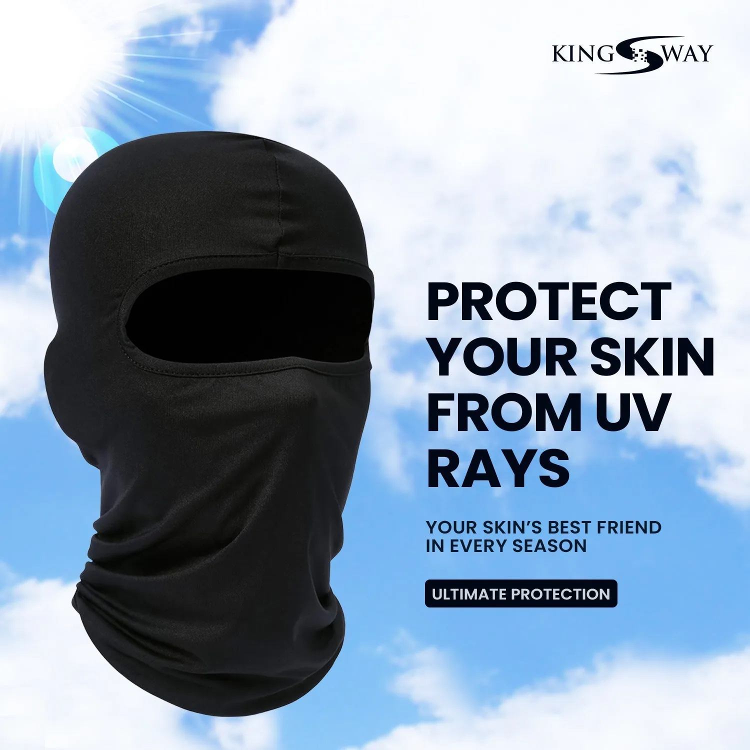 KINGSWAY® Face Mask Balaclava for Bikers, Full Face Cover Riding Gear Bike & Cycling Accessories Helmet Liner for Men Women Save from UV Sun and Dust, 4 Way Stretch, Sweat Absorbing, Black, Pack of 5