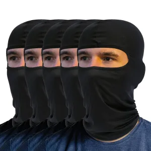 KINGSWAY® Face Mask Balaclava for Bikers, Full Face Cover Riding Gear Bike & Cycling Accessories Helmet Liner for Men Women Save from UV Sun and Dust, 4 Way Stretch, Sweat Absorbing, Black, Pack of 5