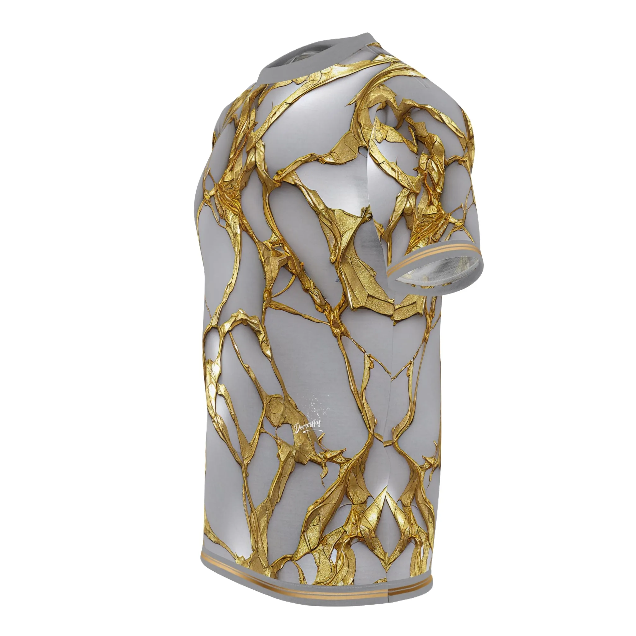 Kintsugi Print T-Shirt Unisex Tee All Over Print Gold Paint T-Shirt Unisex Gold Print Tee | X3344