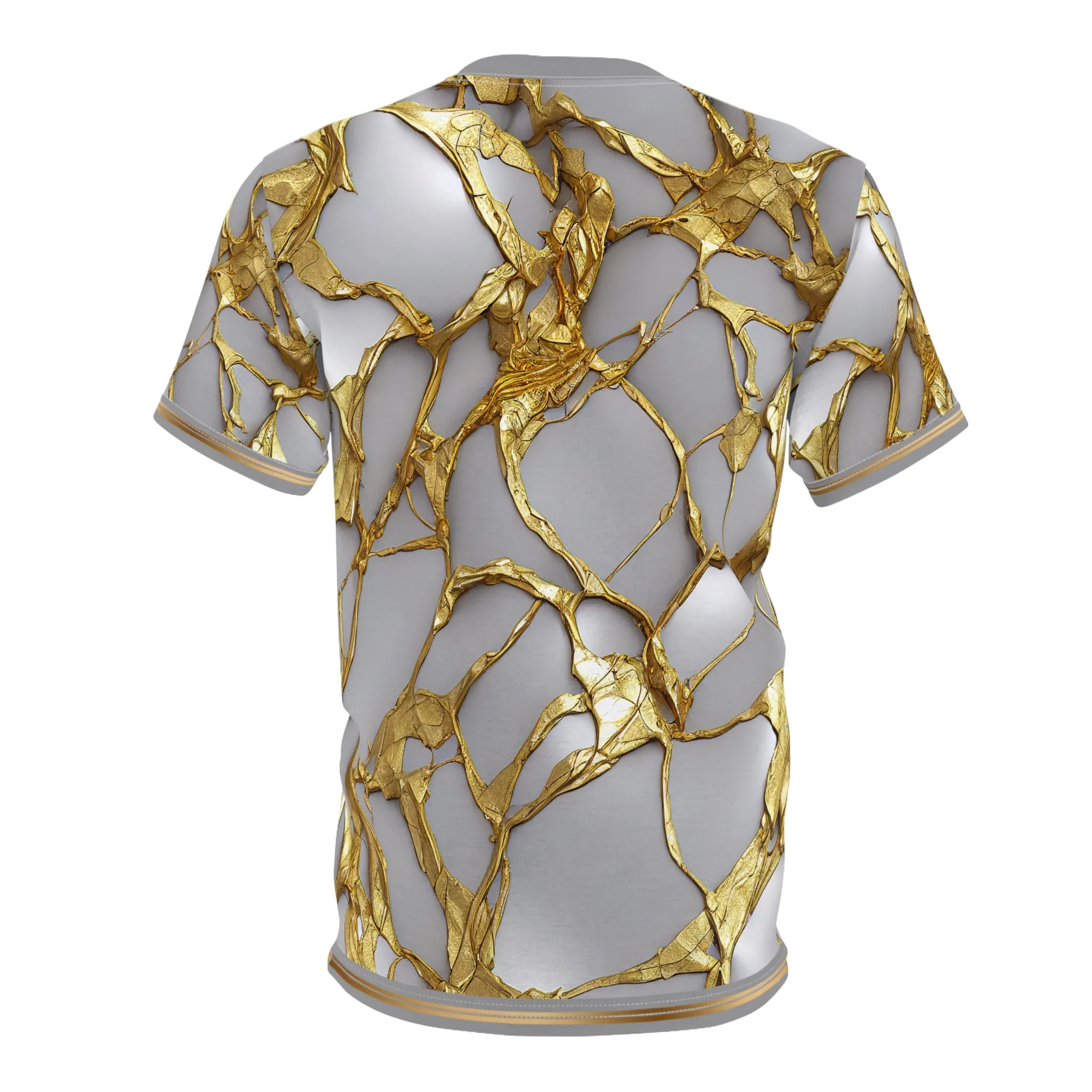 Kintsugi Print T-Shirt Unisex Tee All Over Print Gold Paint T-Shirt Unisex Gold Print Tee | X3344