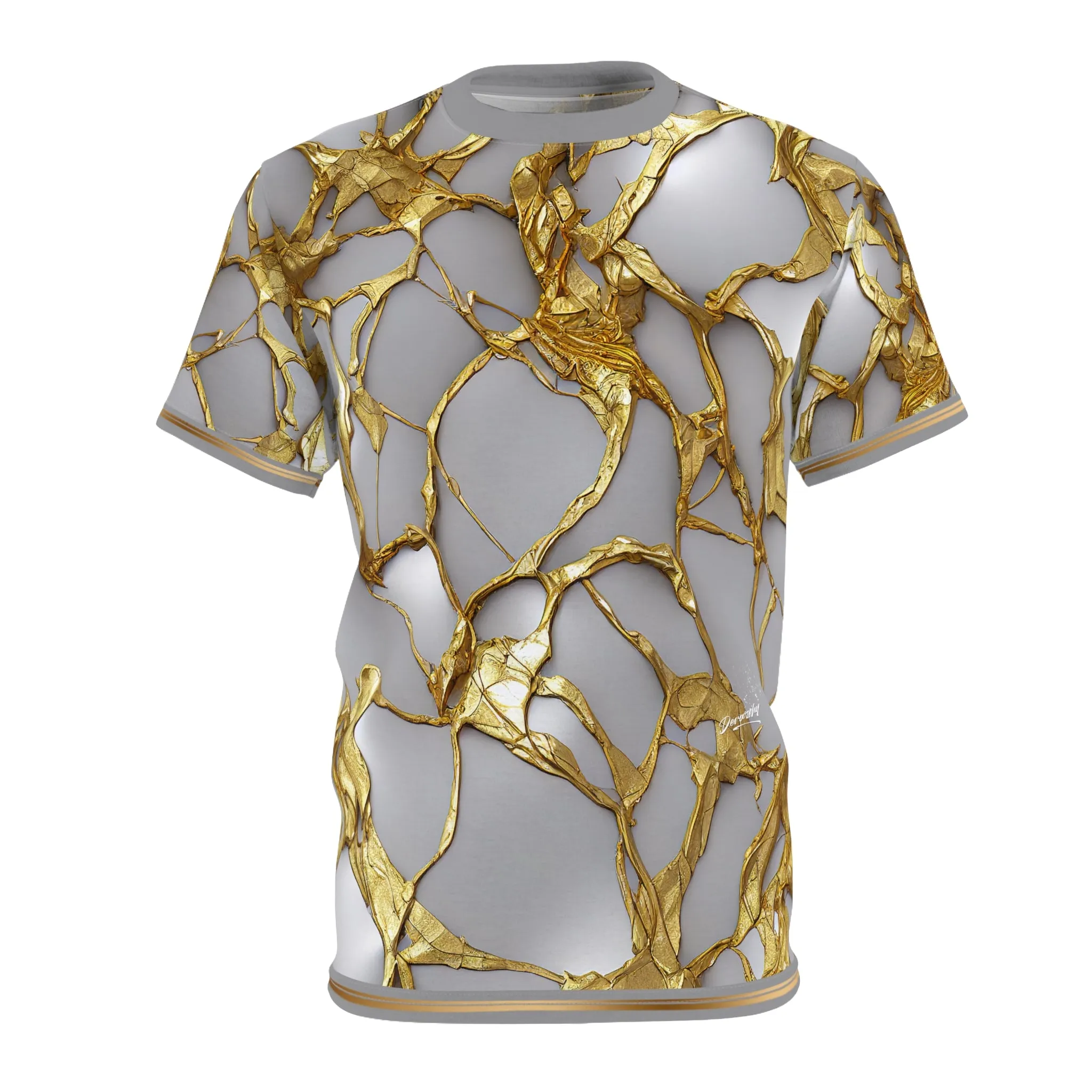 Kintsugi Print T-Shirt Unisex Tee All Over Print Gold Paint T-Shirt Unisex Gold Print Tee | X3344