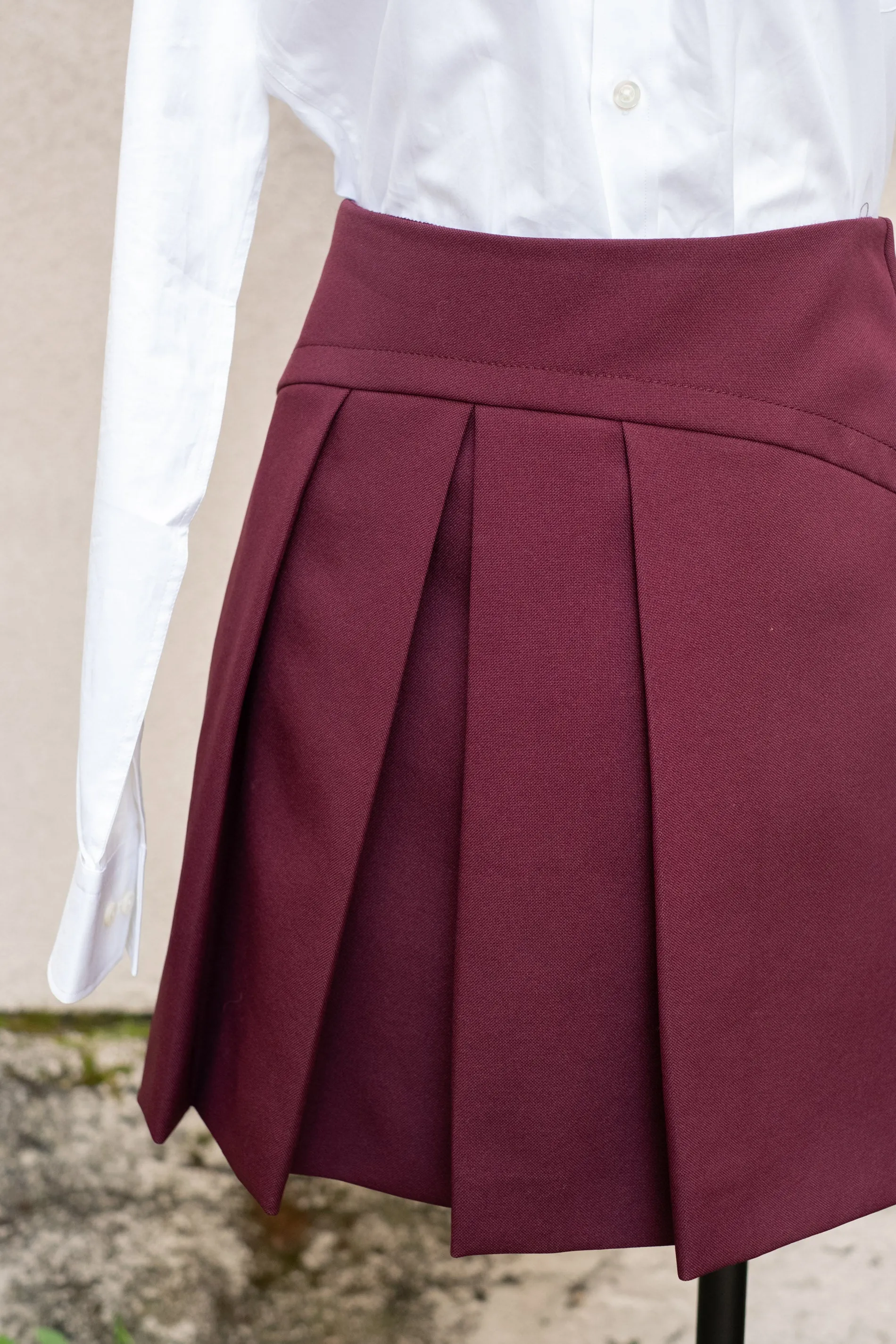 Miu Miu Box Pleat Front Mini Skirt