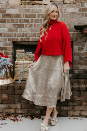 Noelle Textured Satin Midi Skirt
