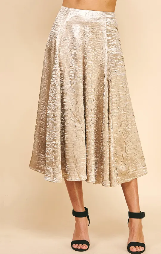 Noelle Textured Satin Midi Skirt