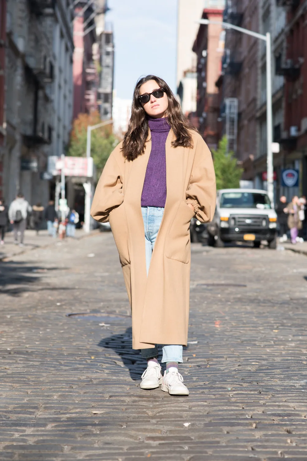 Oversized sustainable wool coat