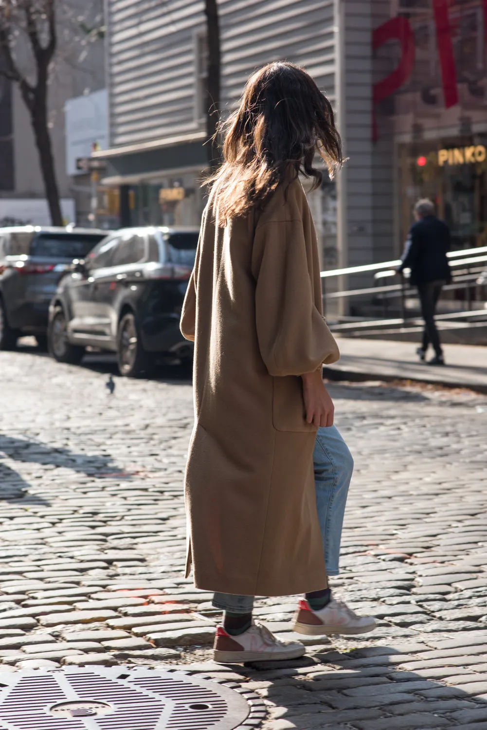 Oversized sustainable wool coat