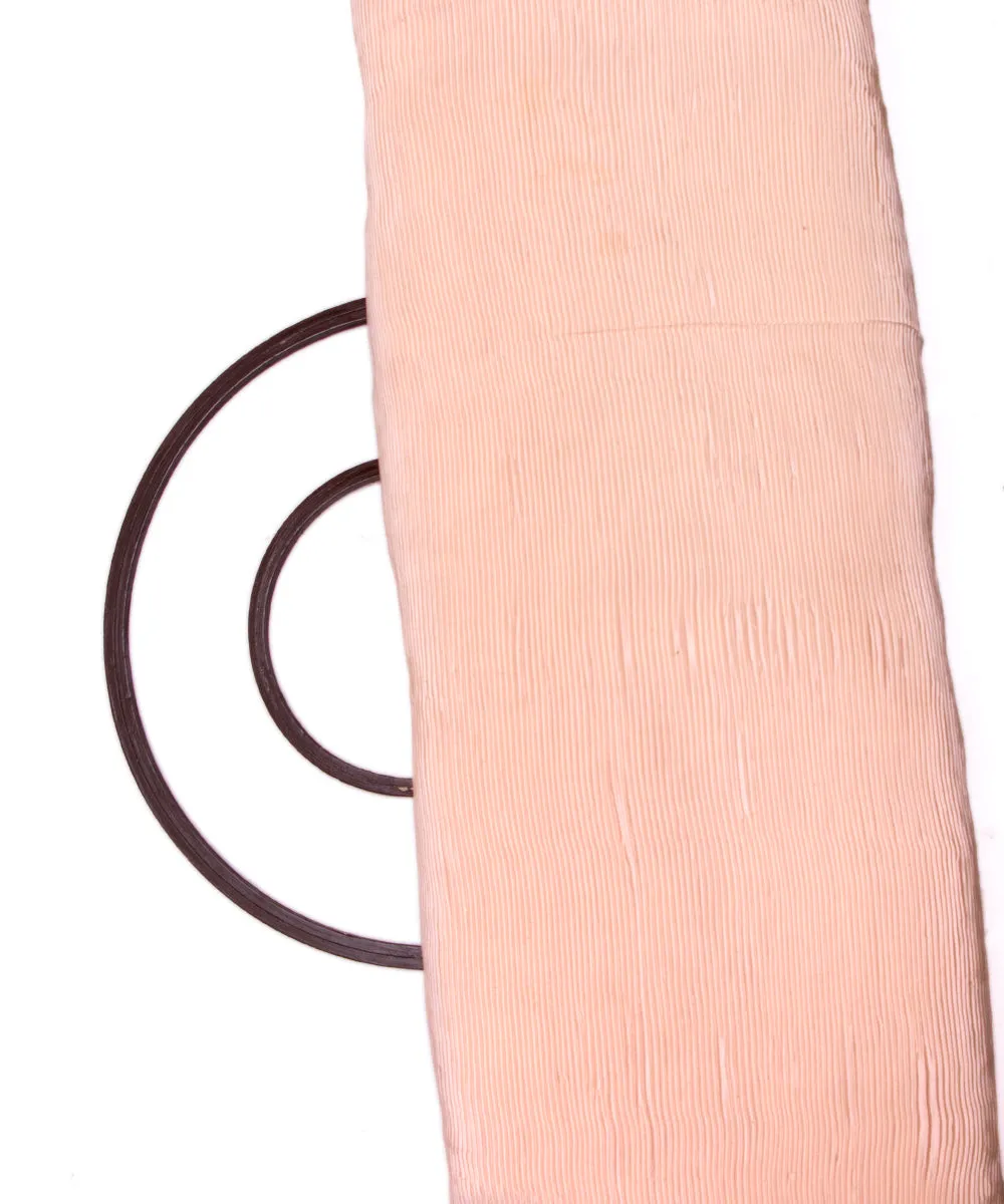 Pastel Peach Colour Plain Pleated Satin Fabric