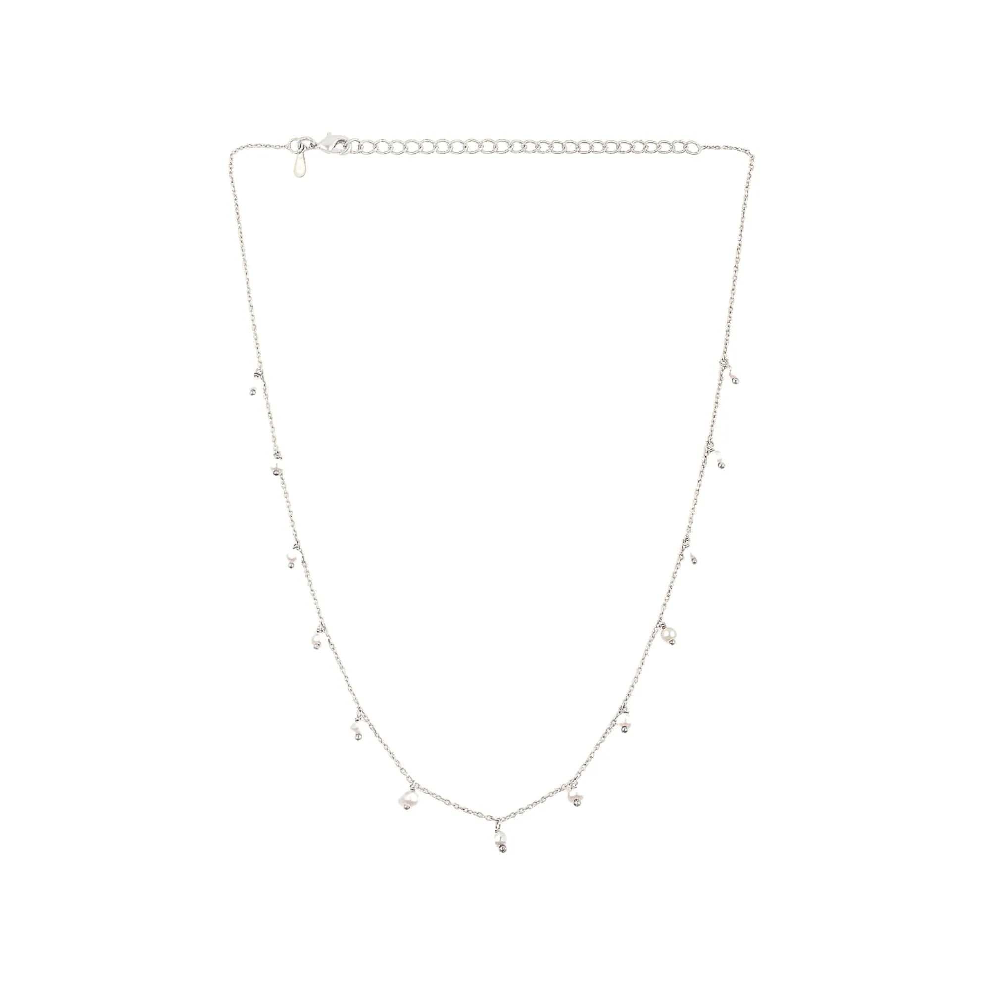 Pearls Galore Pearl Droplets Choker Necklace Silver