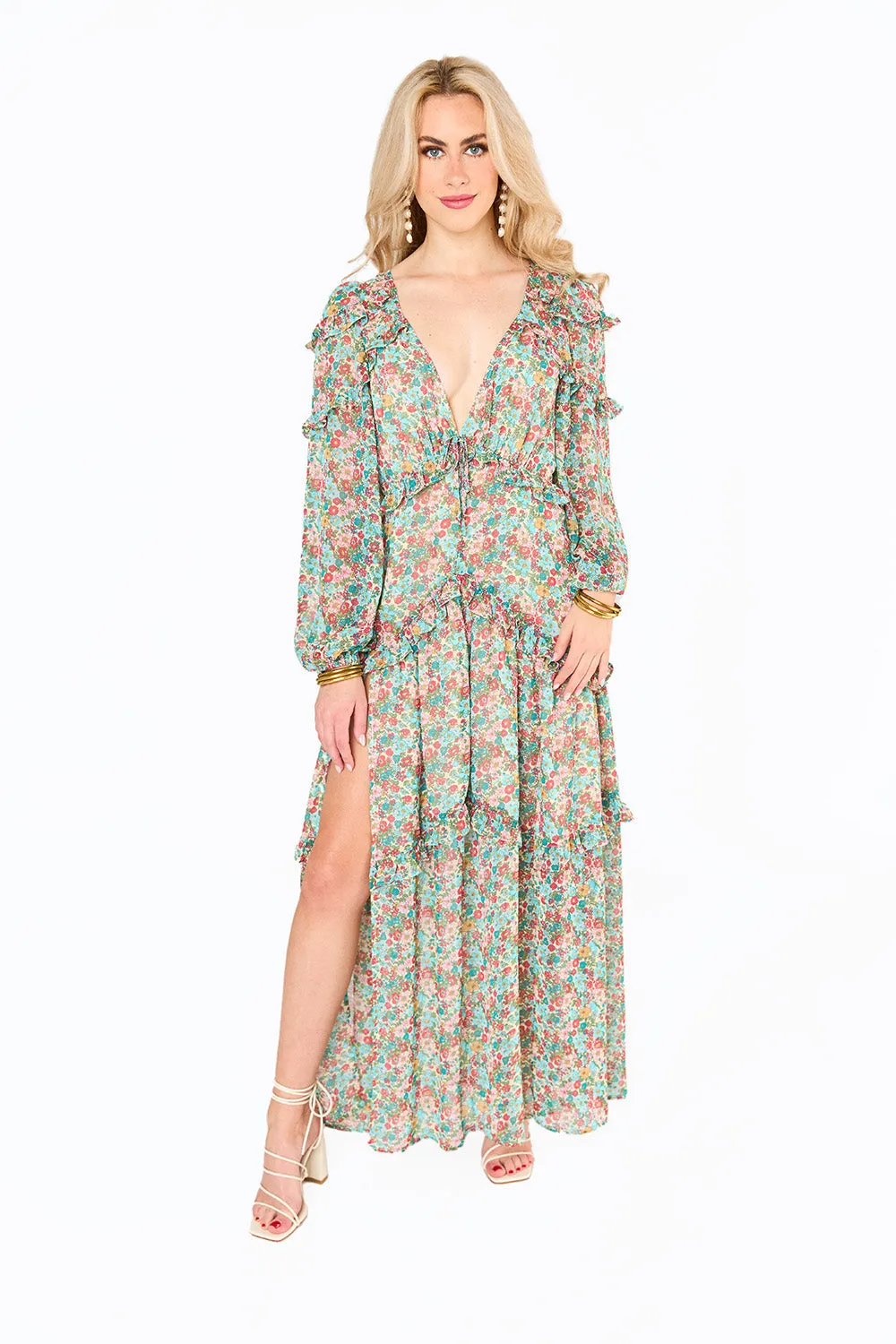 PIA LONG SLEEVE MAXI DRESS - LUSH