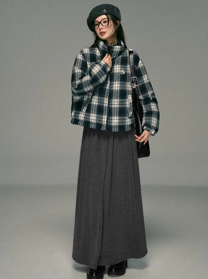 Plaid Fleece Bomber Jacket
