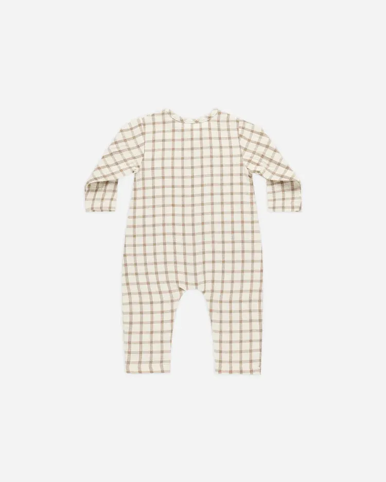 Pocketed Woven Jumpsuit - Cinnamon Plaid